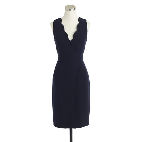 J. Crew Scallop Crepe Dress Black Small - Picture 4 of 4